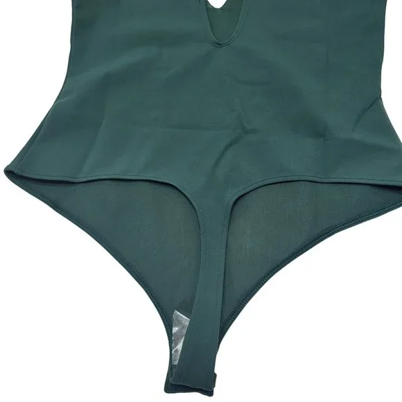 Free People Keep It Sleek Bodysuit Thong Sleeveless Women's L Forest Road Green - Picture 16 of 16
